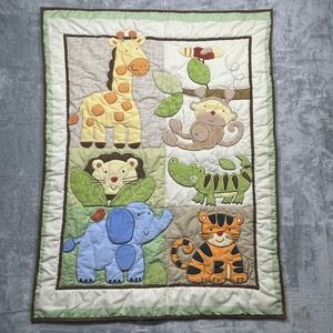 Cuddletime Jungle Safari Baby Quilt Kids Multicolor Applique 22300RC 40x31